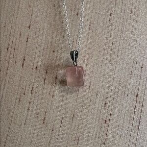 Cherry Quartz Pendant Necklace with Silver Chain